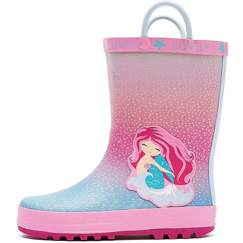 Boy&amp;Girl Rain Boots Waterproof Pink Mermaid - KomForme
