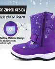 Purple Star Snowflake Warm Waterproof Snow Boots - MYSOFT