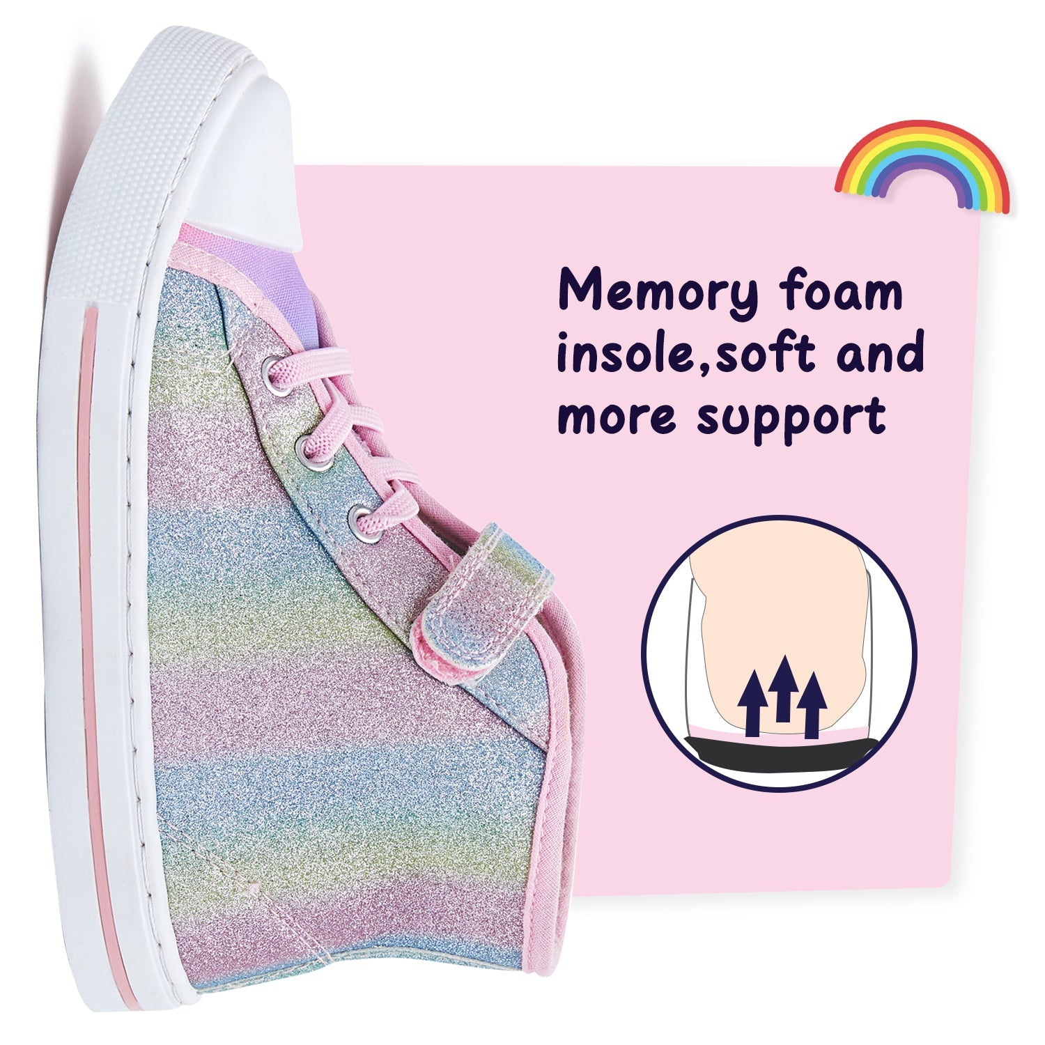 Rainbow Ombre Sequin High Top Canvas Sneakers - MYSOFT