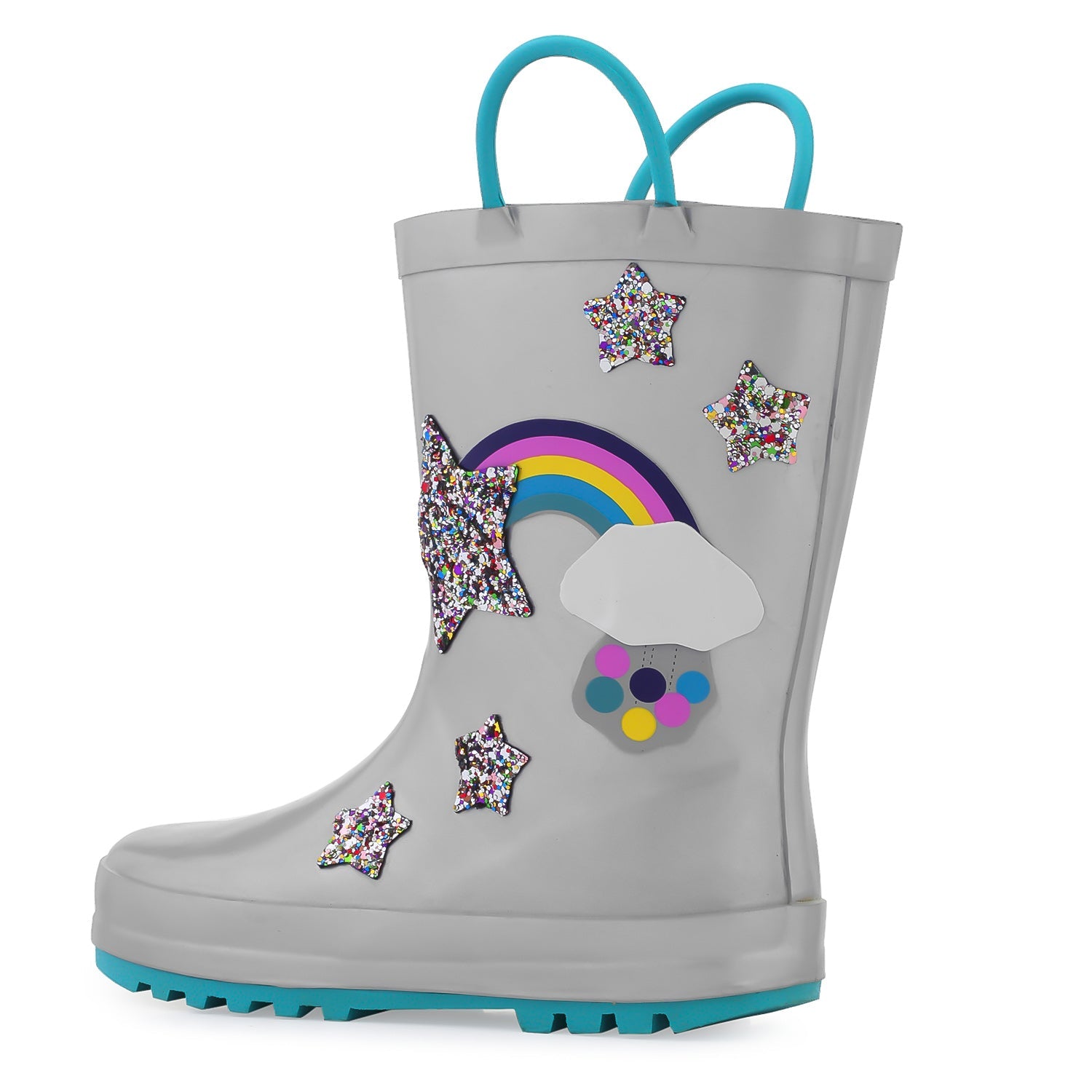 Rainbow Glitter Stars Waterproof Rubber Rain Boots - MYSOFT