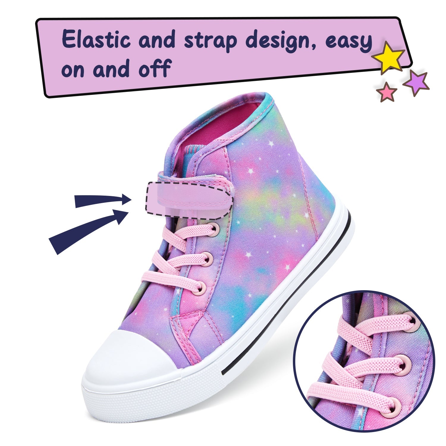 Colorful Swirled Stars High-Top Canvas Sneakers - MYSOFT