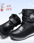 Black Glossy Winter Outdoor Waterproof Snow Boots - MYSOFT