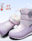 Pink/Purple/White Glossy Winter Waterproof Snow Boots - MYSOFT