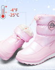 Pink/Purple/White Glossy Winter Waterproof Snow Boots