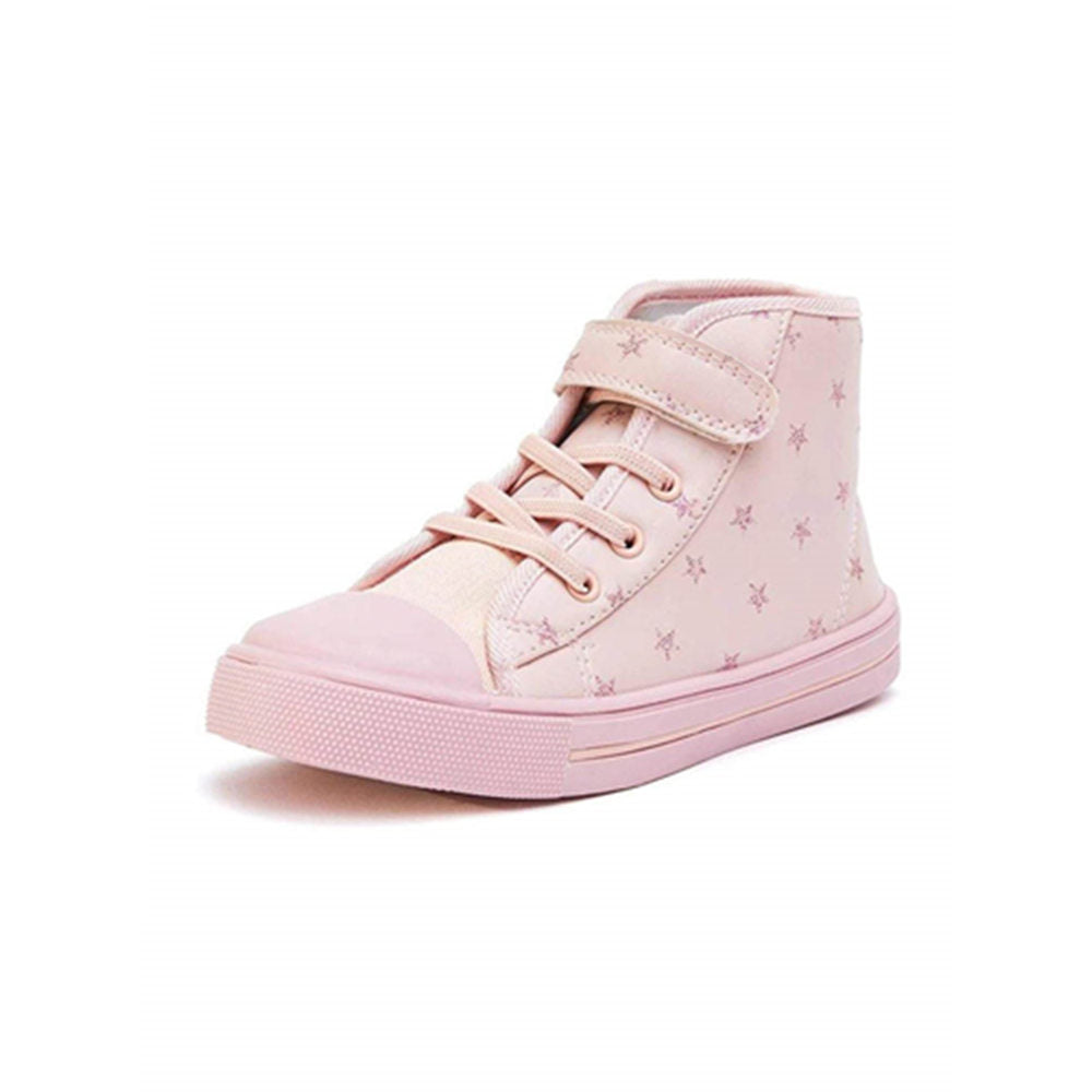 Kids Sneakers High-top Canvas Shoes Pink Stars - KKOMFORME