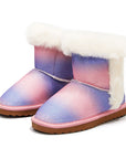 Girls Snow Boots Warm Fur Lined Glitter Strap Winter Shoes Lightweight with Hook-and-loop - K KomForme