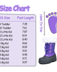 Purple Fur Collar Glitter Stars Waterproof Snow Boots - MYSOFT