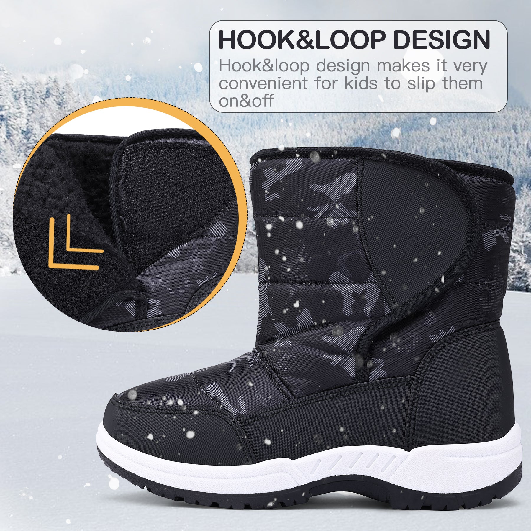 Navy Fur Lined Waterproof Snow Boots - MYSOFT