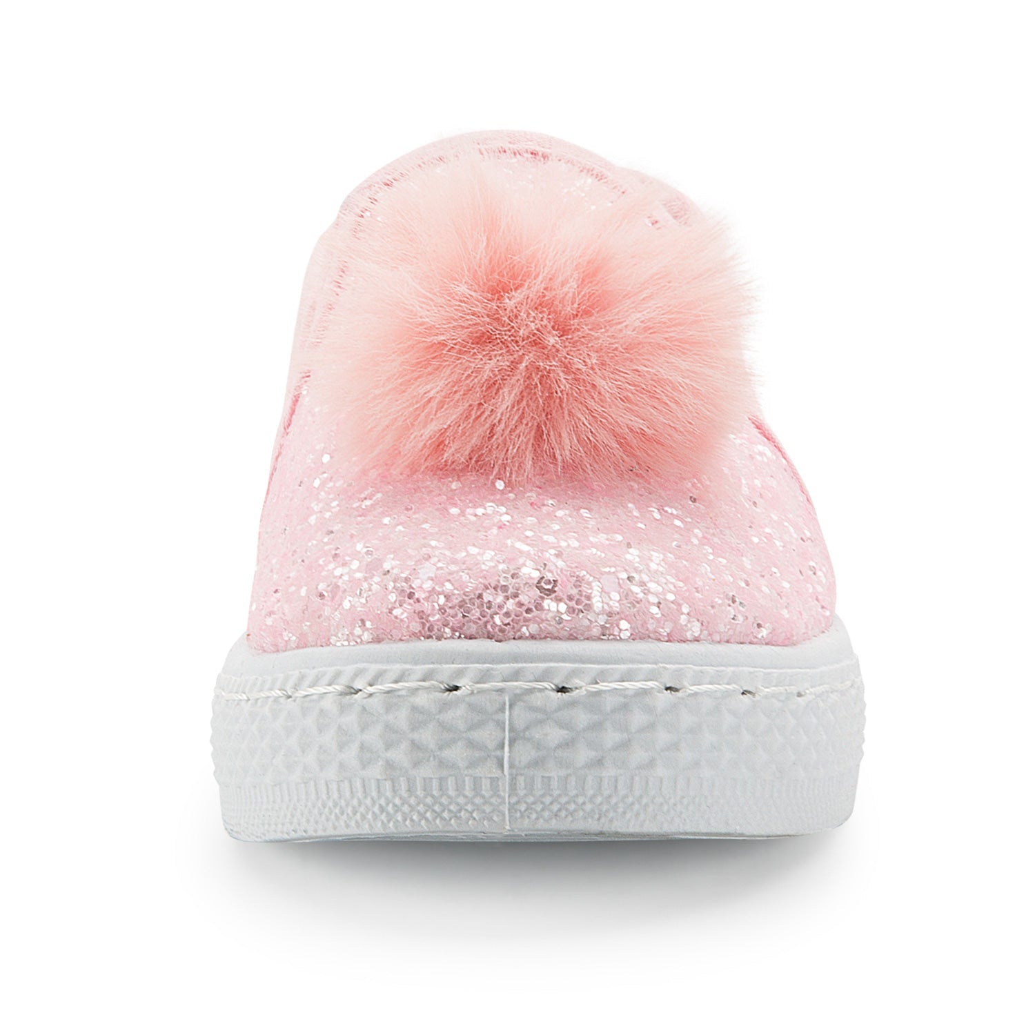 Pink Shiny Pom Pom Slip On Espadrilles - MYSOFT