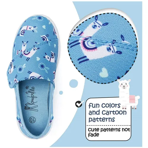Kids Loafer Flat Slip On Canvas Sneakers Blue Alpaca - KKOMFORME