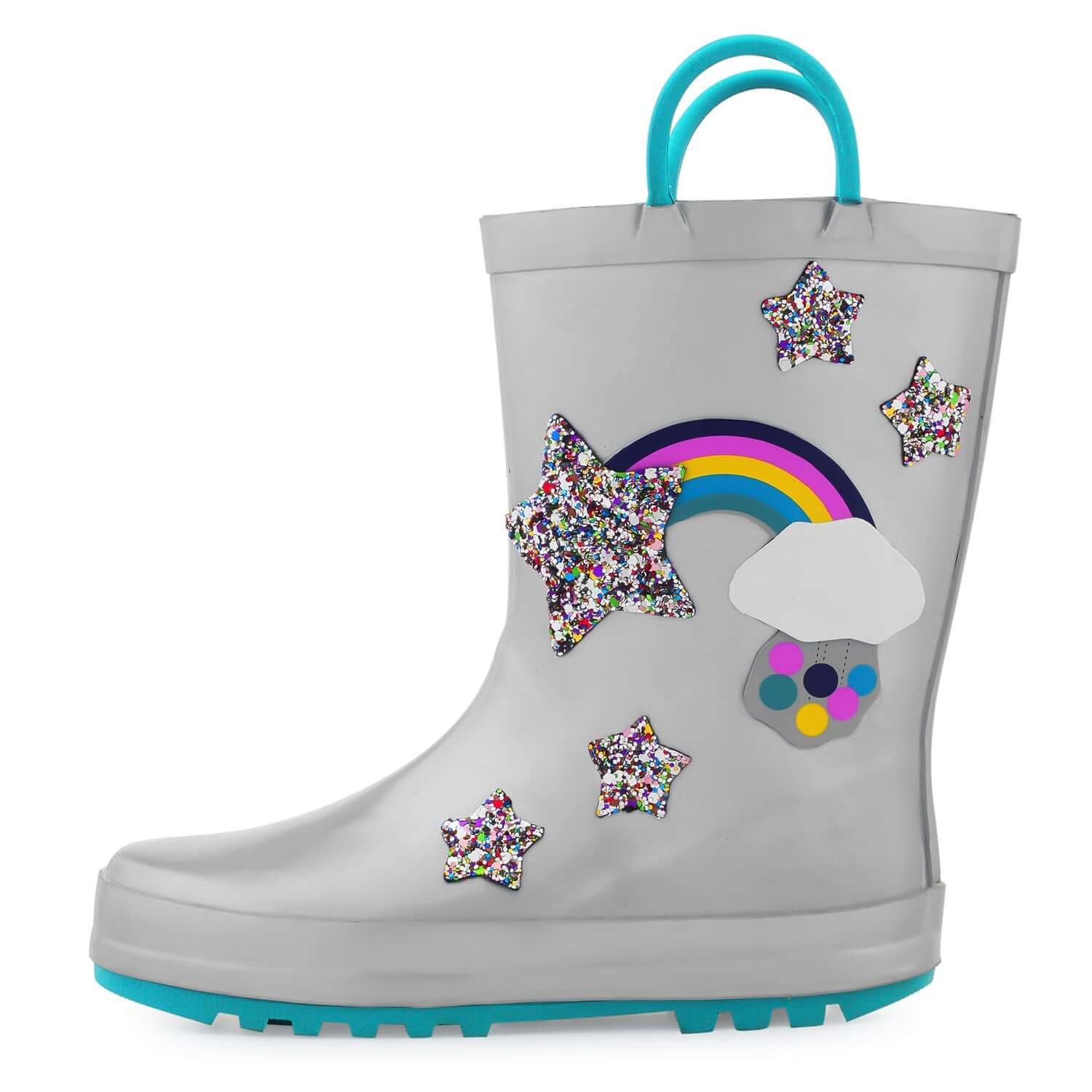 Rainbow Glitter Stars Waterproof Rubber Rain Boots - MYSOFT