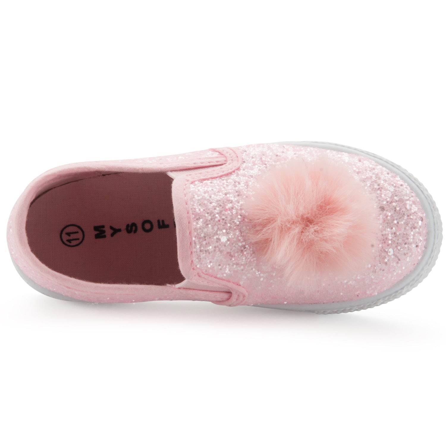 Pink Shiny Pom Pom Slip On Espadrilles - MYSOFT