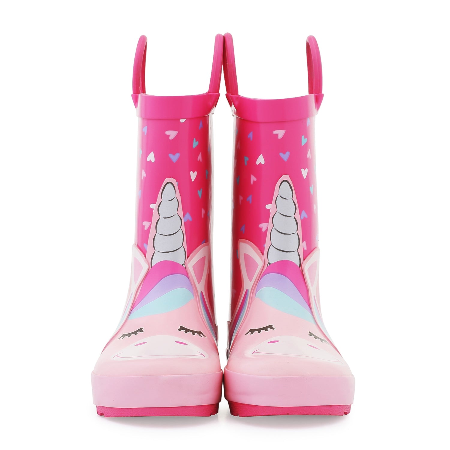 Unicorn Heart Pattern Waterproof Pink Rubber Rain Boots - MYSOFT