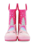 Unicorn Heart Pattern Waterproof Pink Rubber Rain Boots - MYSOFT