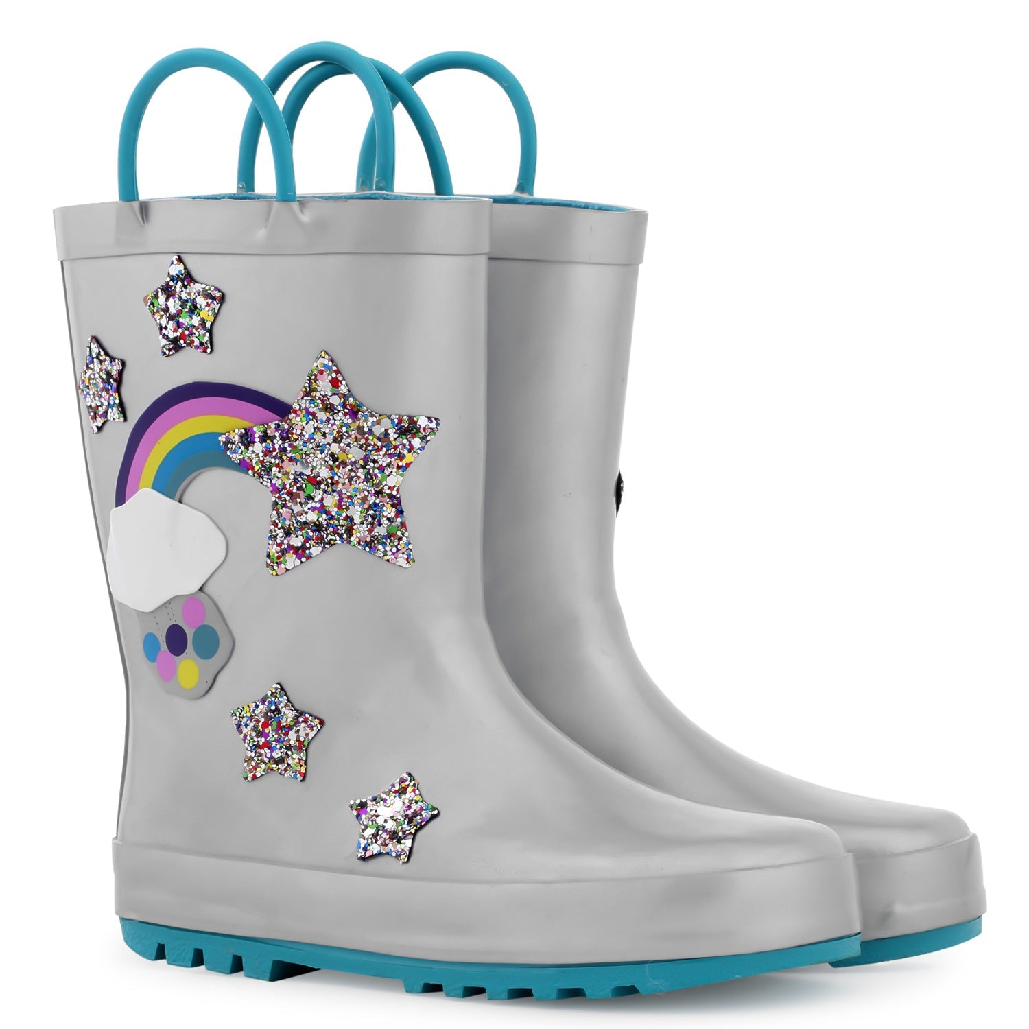 Rainbow Glitter Stars Waterproof Rubber Rain Boots - MYSOFT