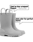 Kids Girls Light Rain Boots Solid Gray - KKOMFORME