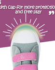 Floral Pattern Pink Velcro Strap Gray Sneakers - MYSOFT