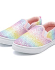 Colorful Stripe Glitter Slip-On Espadrilles