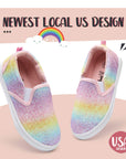 Colorful Stripe Glitter Slip-On Espadrilles