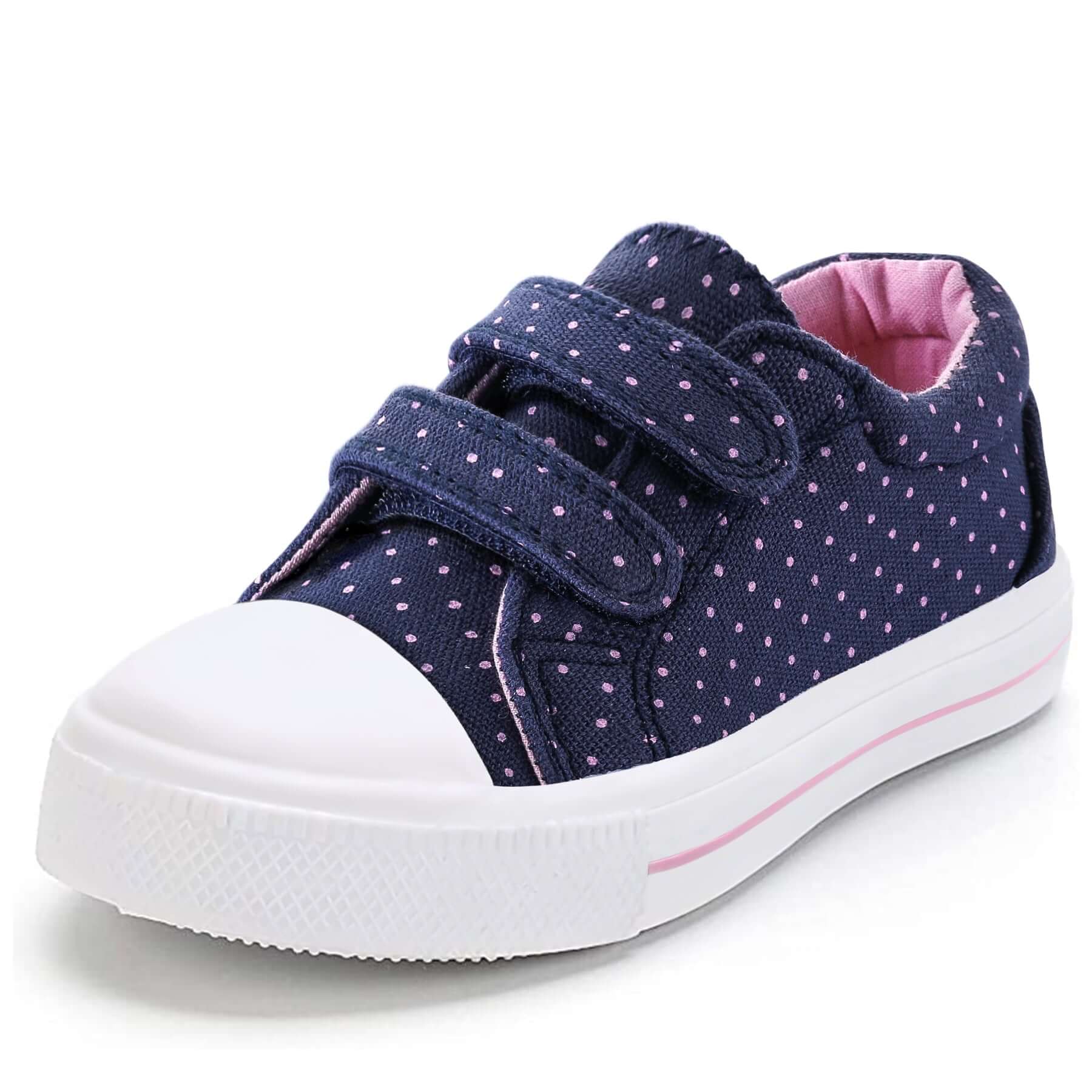 Dark Blue Sneakers with Purple Polka Dot Velcro - MYSOFT