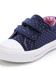 Dark Blue Sneakers with Purple Polka Dot Velcro - MYSOFT