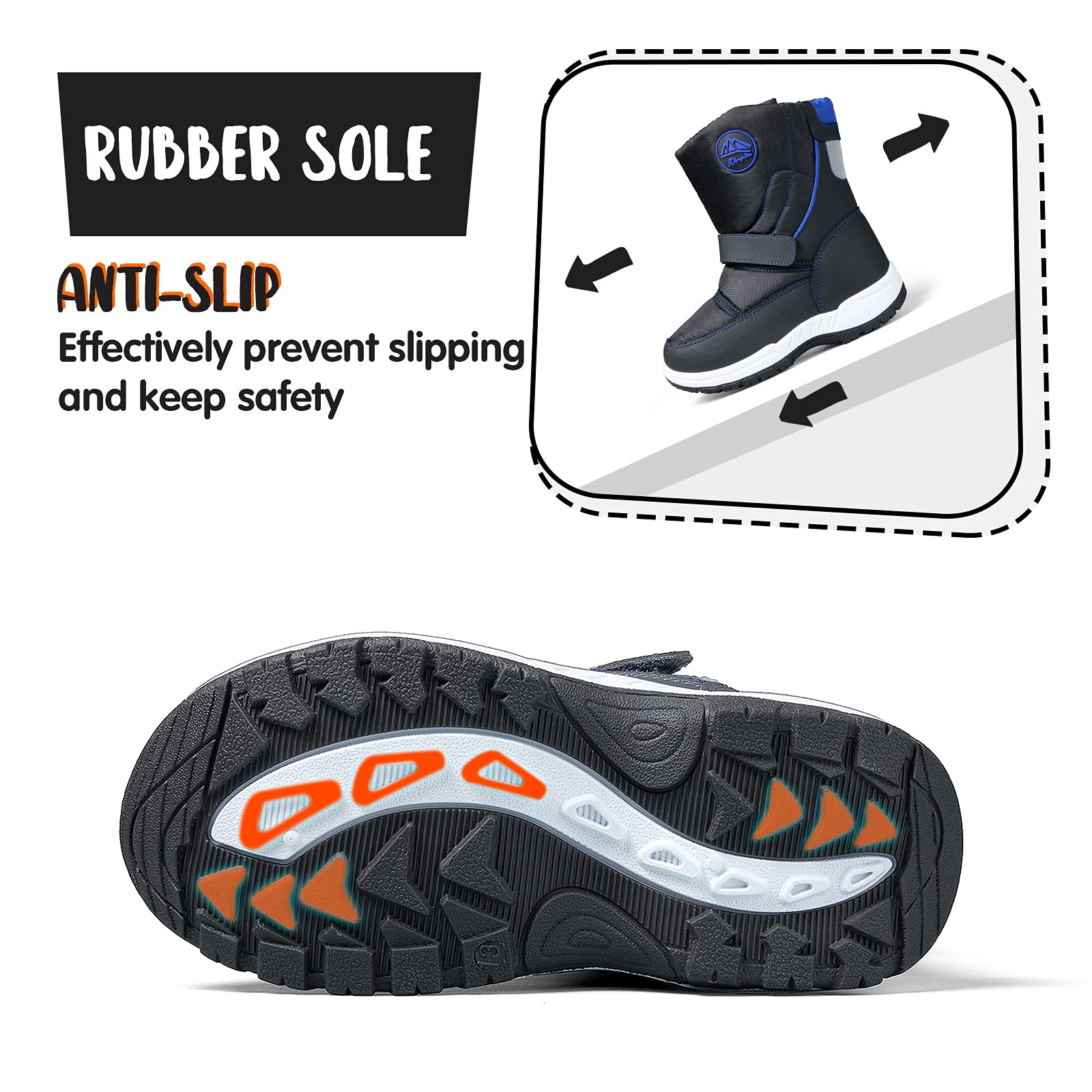 Velcro Side Zipper Outdoor Waterproof Snow Boots