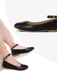 Kids Dress Shoes-PU Leather Ankle Strap Ballet Flat Shoes