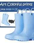 Solid Color Easy-on Handle Rubber Rain Boots