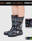 Blue Floral Waterproof Print Mid-Cut Rain Boots - MYSOFT