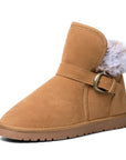 Classic Mid-calf Fur Lining Snow Boots Brown