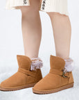 Classic Mid-calf Fur Lining Snow Boots Brown