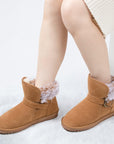 Classic Mid-calf Fur Lining Snow Boots Brown