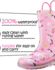 K KomForme Toddler Light Up PVC Pink Unicorn Rain Boots