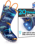 K KomForme Toddler Light Up PVC Blue Dinosaur Rain Boots