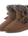 Girls Bow Tie Warm Fur Lined Snow Boots