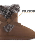 Girls Bow Tie Warm Fur Lined Snow Boots