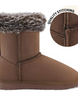 Girls Bow Tie Warm Fur Lined Snow Boots