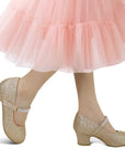 Kids Dress Shoes-Low Heel Rhinestone Lace-Up Mary Janes