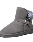Classic Mid-calf Fur Lining Snow Boots Grey
