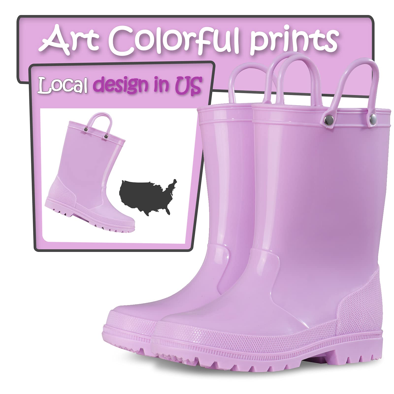 Solid Color Non-Slip Rain Boots With Handle