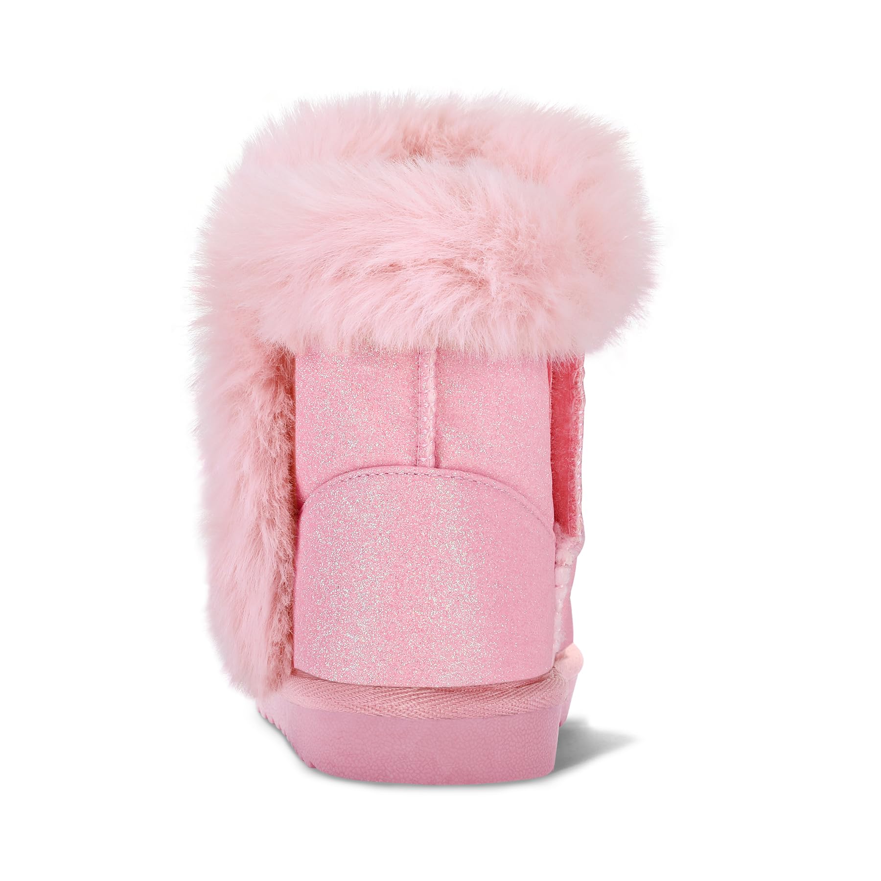 Hook and Loop Pink Glitter Snow Boots