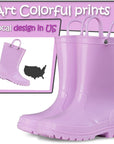 Kids Girls Light Rain Boots Solid LILAC-KKOMFORME