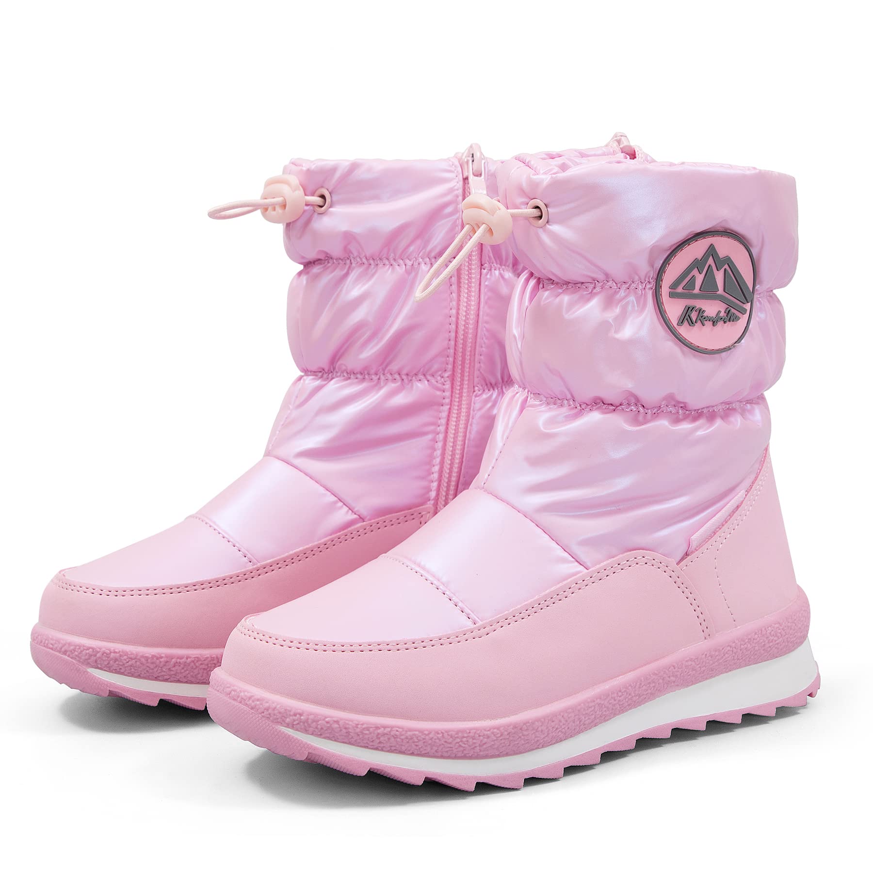 Pink/Purple/White Glossy Winter Waterproof Snow Boots