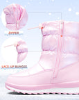 Pink/Purple/White Glossy Winter Waterproof Snow Boots