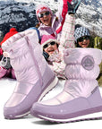 Pink/Purple/White Glossy Winter Waterproof Snow Boots