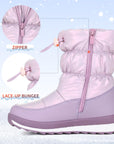 Pink/Purple/White Glossy Winter Waterproof Snow Boots