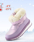 Pink/Purple/White Glossy Winter Waterproof Snow Boots