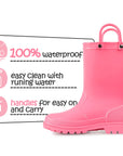 Solid Color Easy-on Handle Rubber Rain Boots