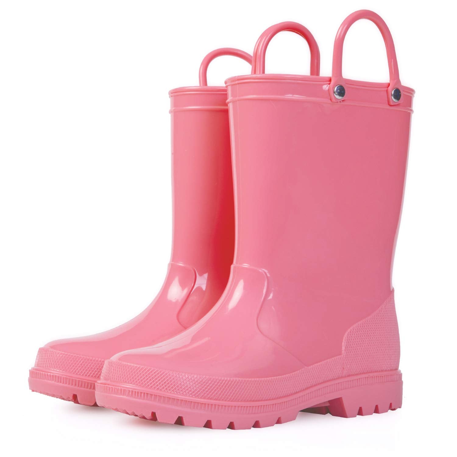 Solid Color Easy-on Handle Rubber Rain Boots