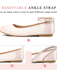 Kids Dress Shoes-White Leather Ankle Strap Ballet Flats